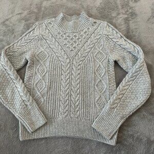 Abercrombie & Fitch Gray Cable Knit Sweater Women's SMALL Mock Neck